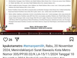 KPU Metro Batalkan Pencalonan Wahdi-Qomaru